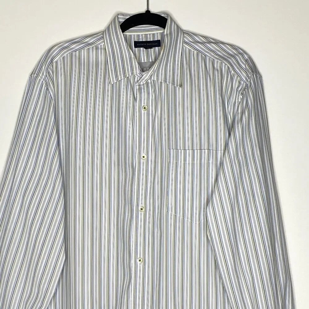Banana Republic Stripe Button Down Dress Shirt Men's Size XL 17-17 1/2